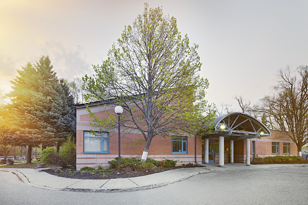 Exterior of brick building, Eva's Place.