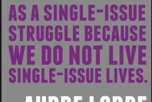"There is no such thing as a single-issue struggle because we do not live single-issue lives." Audre Lorde