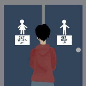 Illustration bathroom signs reading 