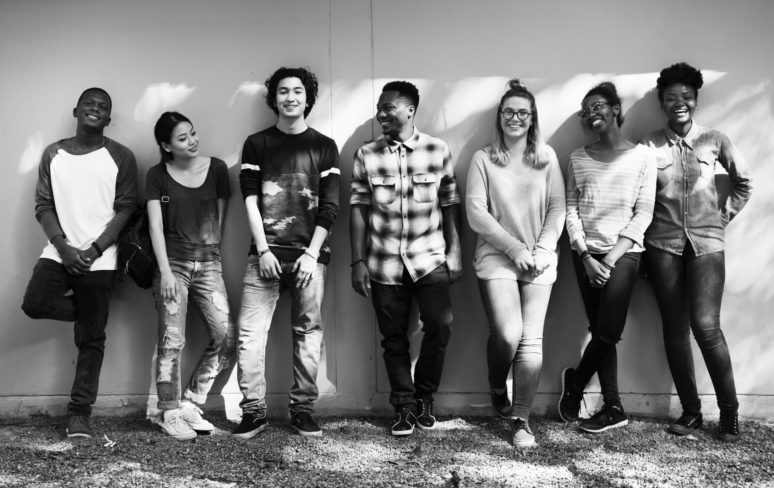 Group of diverse college students