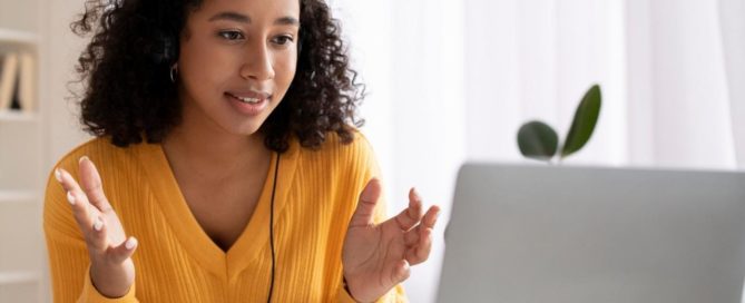 Young person taking part in a Zoom interview