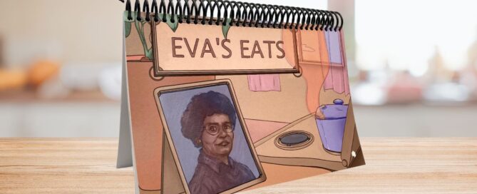 A copy of Eva's Eats cookbook on a counter top